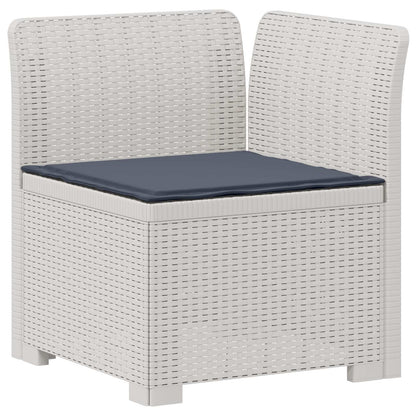 7-Seater Garden Sofa with Cushions Rattan Look PP White