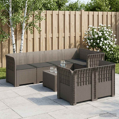 7-Seater Garden Sofa with Cushions Rattan Look PP Light Grey