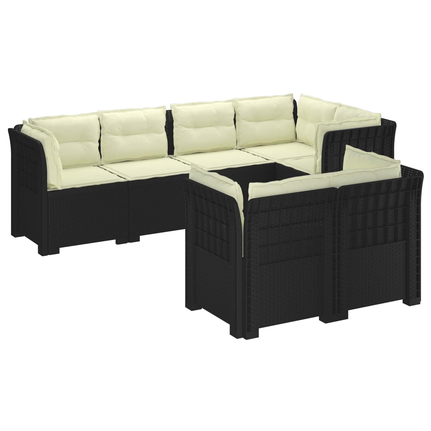 7-Seater Garden Sofa with Cushions Rattan Look PP Anthracite