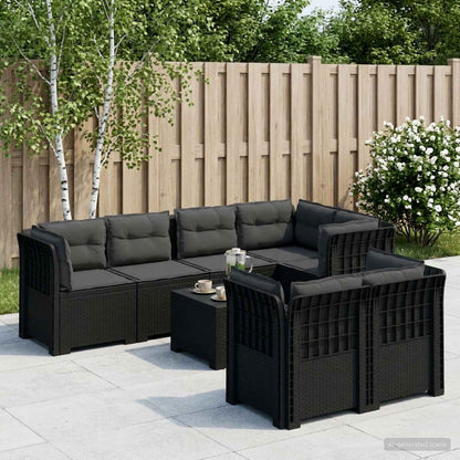 7-Seater Garden Sofa with Cushions Rattan Look PP Anthracite