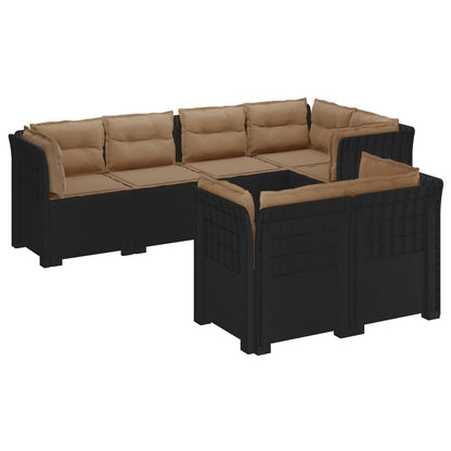 7-Seater Garden Sofa with Cushions Rattan Look PP Anthracite