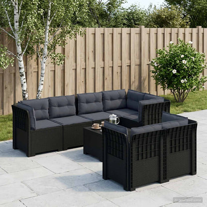 7-Seater Garden Sofa with Cushions Rattan Look PP Anthracite
