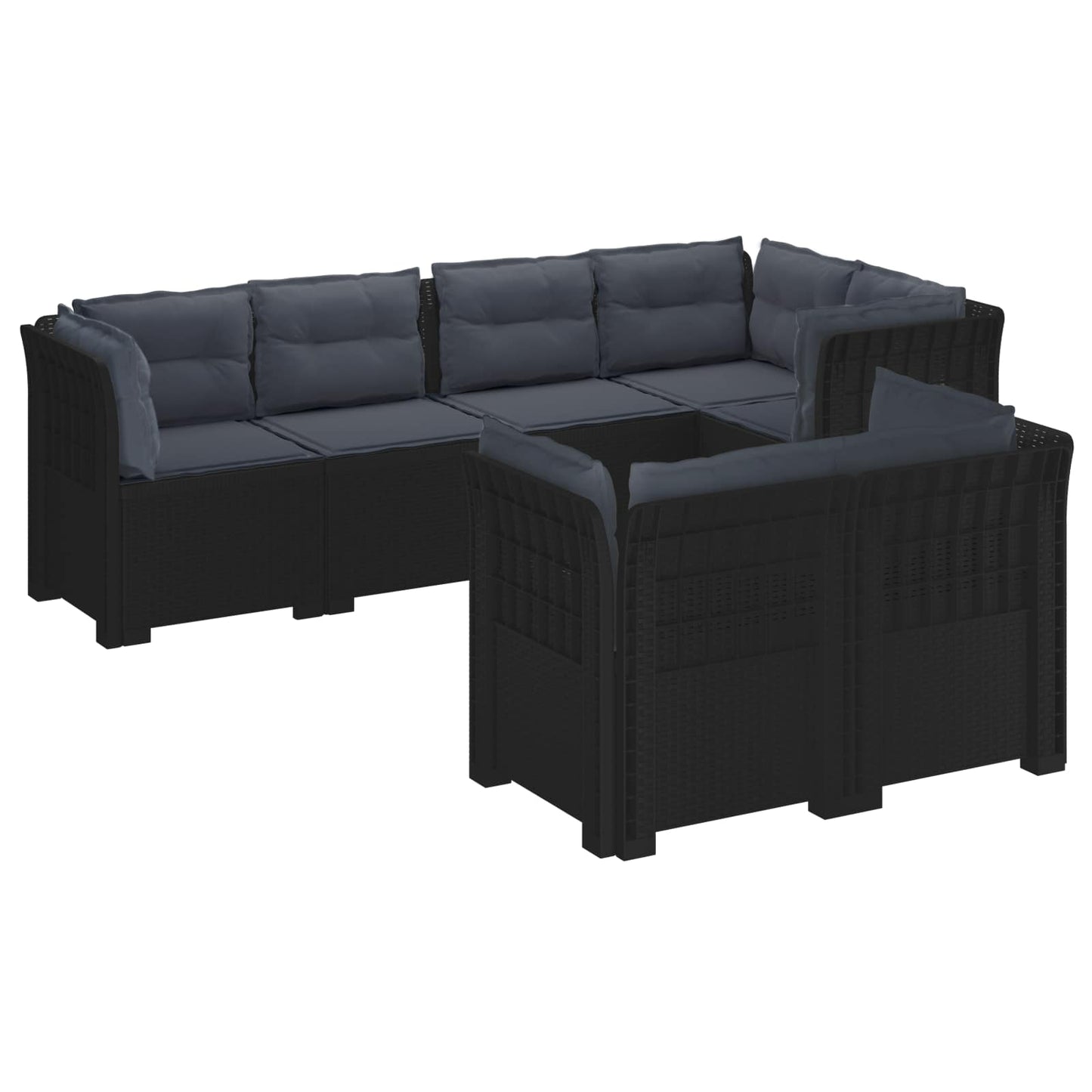 7-Seater Garden Sofa with Cushions Rattan Look PP Anthracite