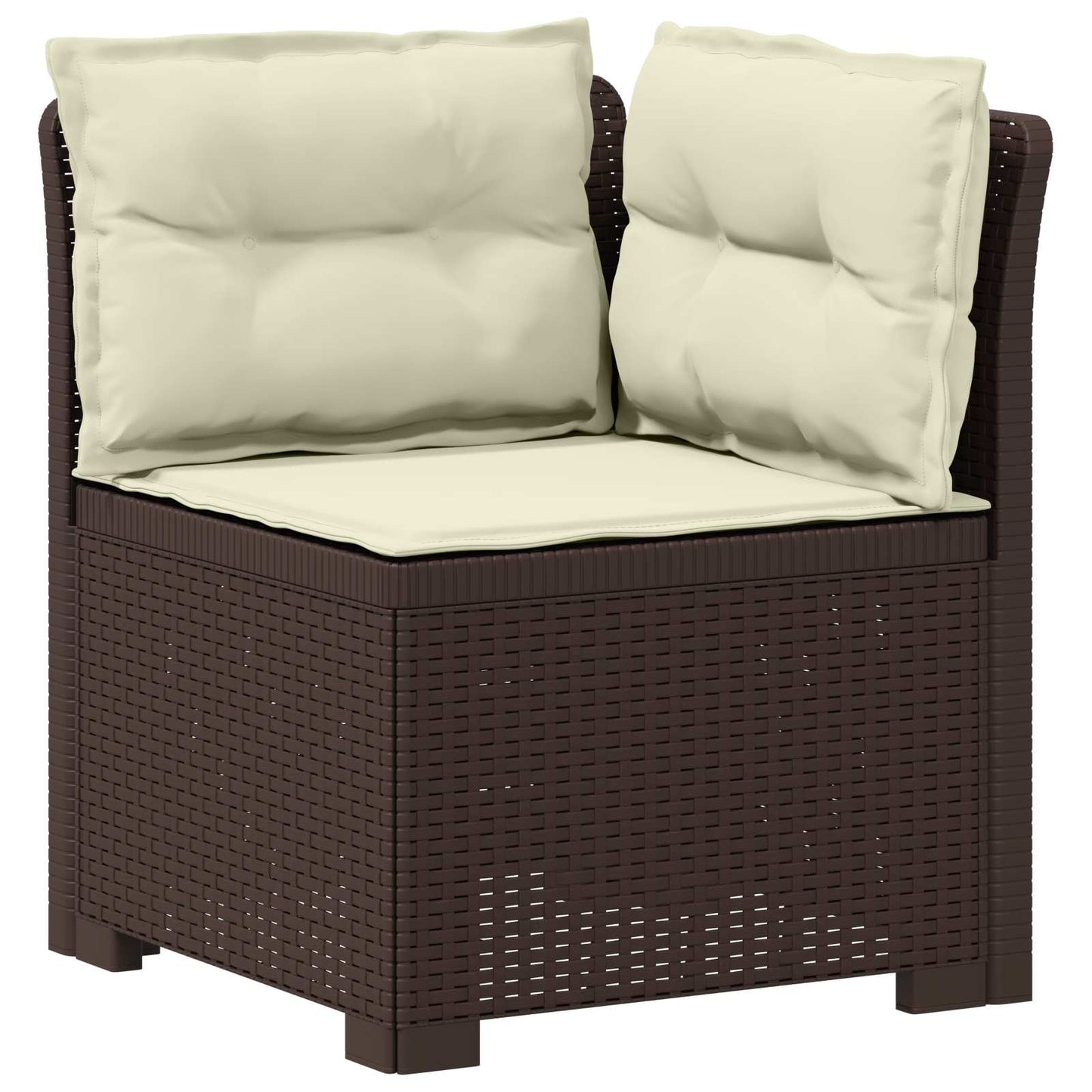 7-Seater Garden Sofa with Cushions Rattan Look PP Brown