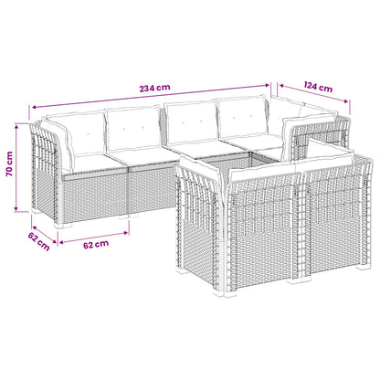 7-Seater Garden Sofa with Cushions Rattan Look PP Brown