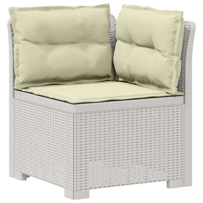 7-Seater Garden Sofa with Cushions Rattan Look PP White