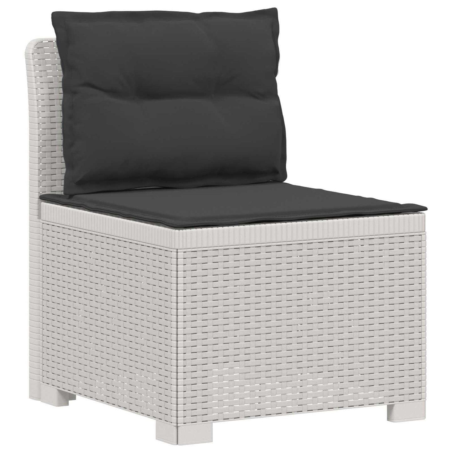 7-Seater Garden Sofa with Cushions Rattan Look PP White