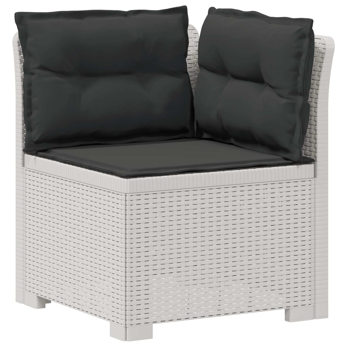 7-Seater Garden Sofa with Cushions Rattan Look PP White