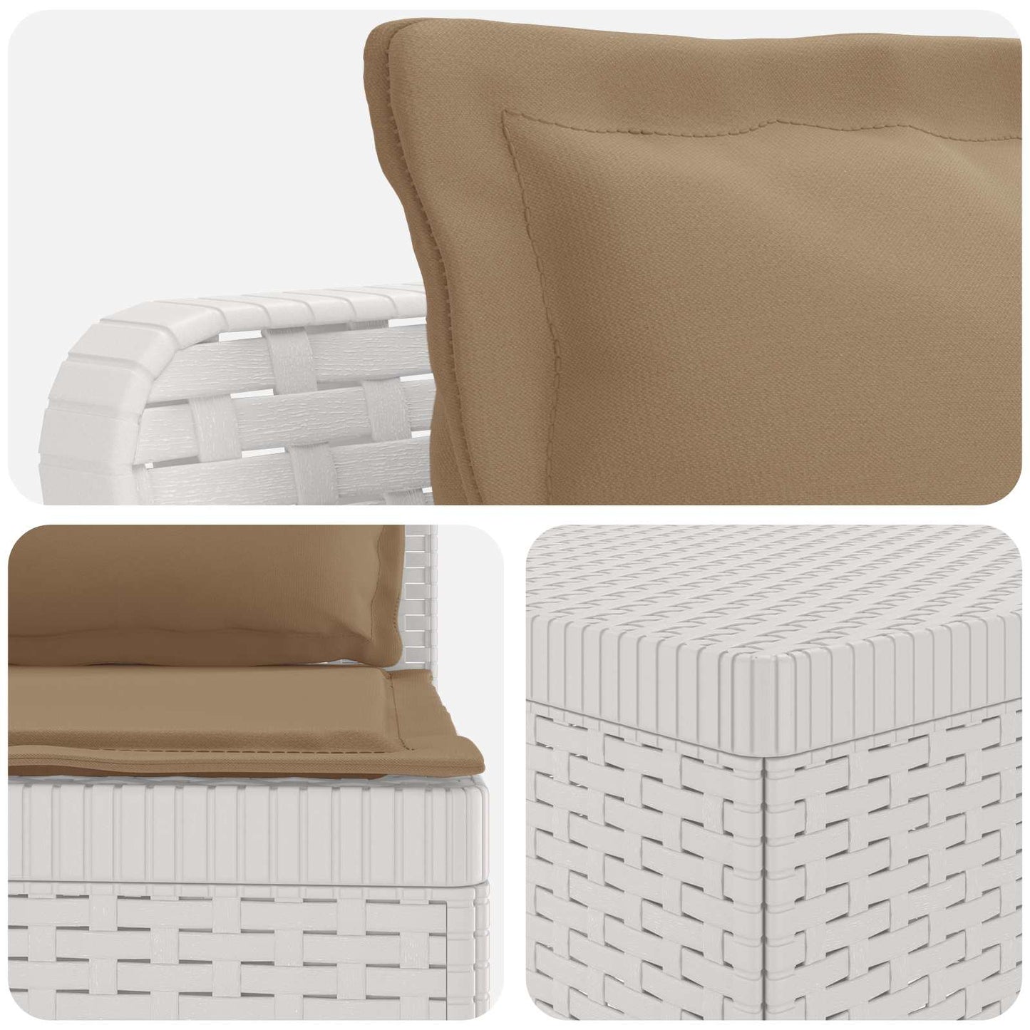 7-Seater Garden Sofa with Cushions Rattan Look PP White