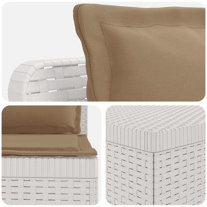 7-Seater Garden Sofa with Cushions Rattan Look PP White