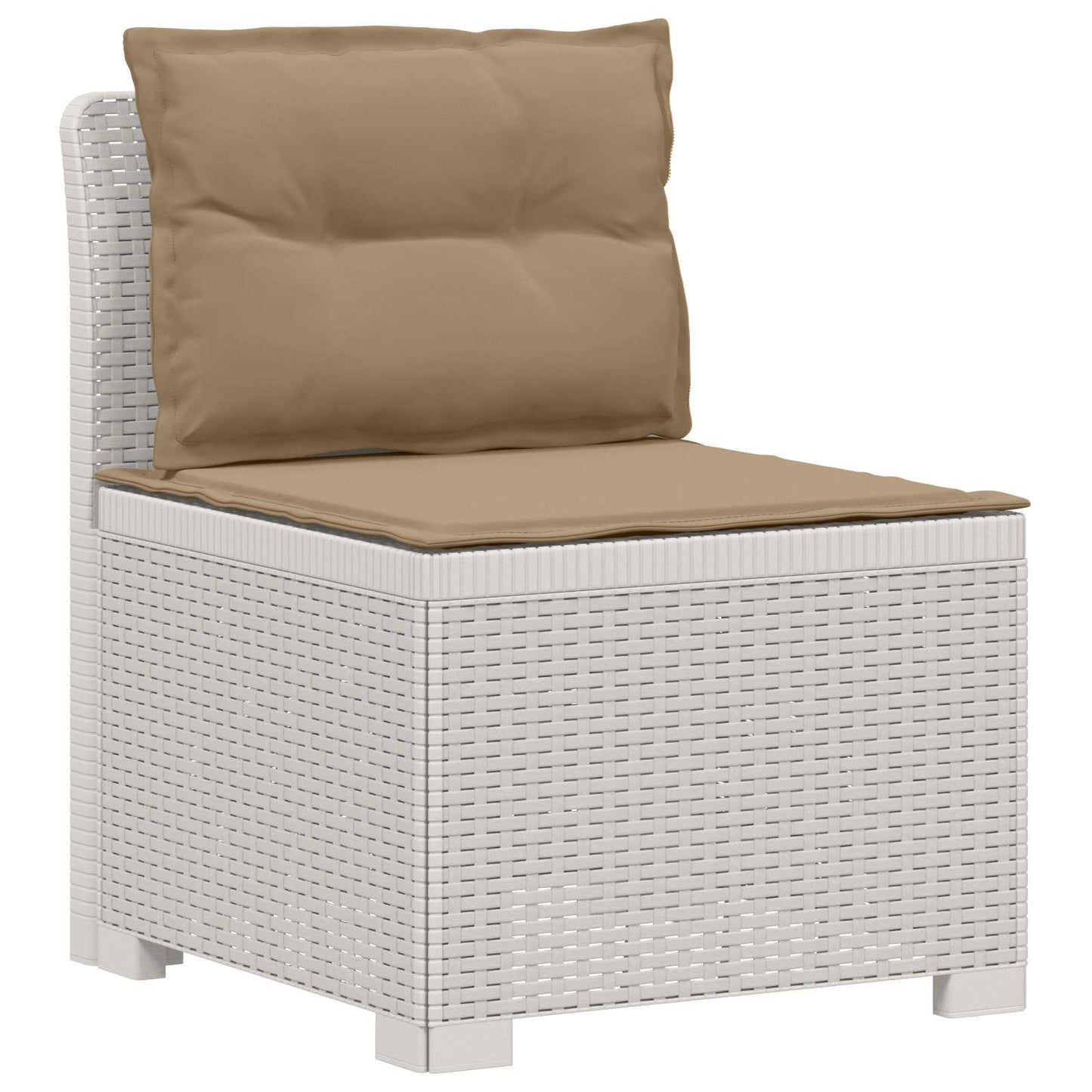 7-Seater Garden Sofa with Cushions Rattan Look PP White