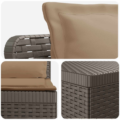 7-Seater Garden Sofa with Cushions Rattan Look PP Light Grey