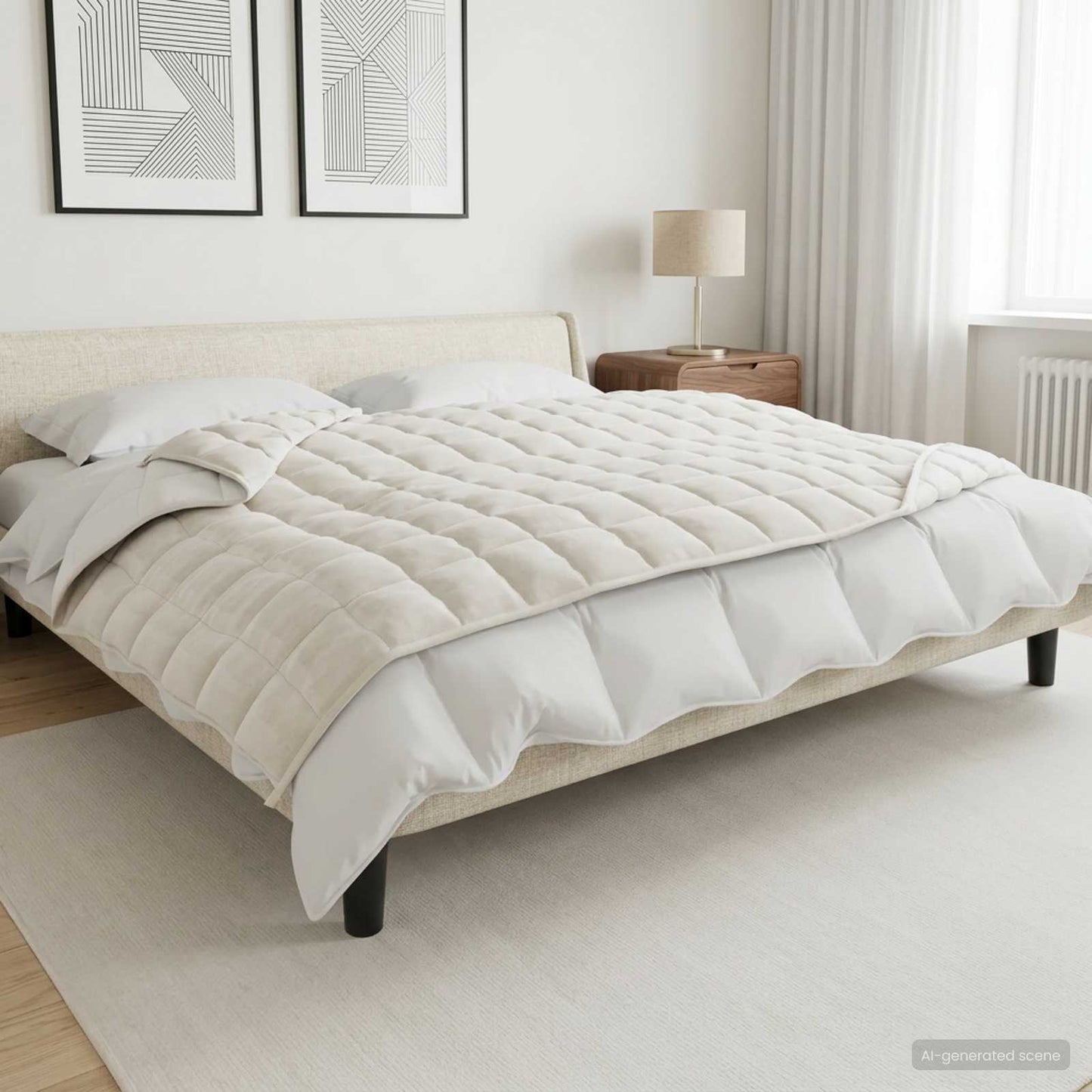 Weighted Blanket White 152 x 203 cm 11 kg 100% Cotton 205T