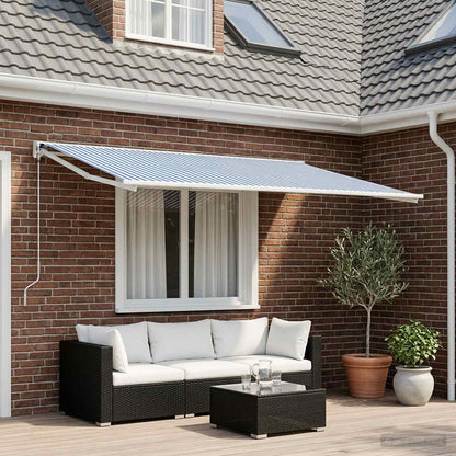 Awning Replacement Fabric Blue and White 600 x 350 cm Polyester