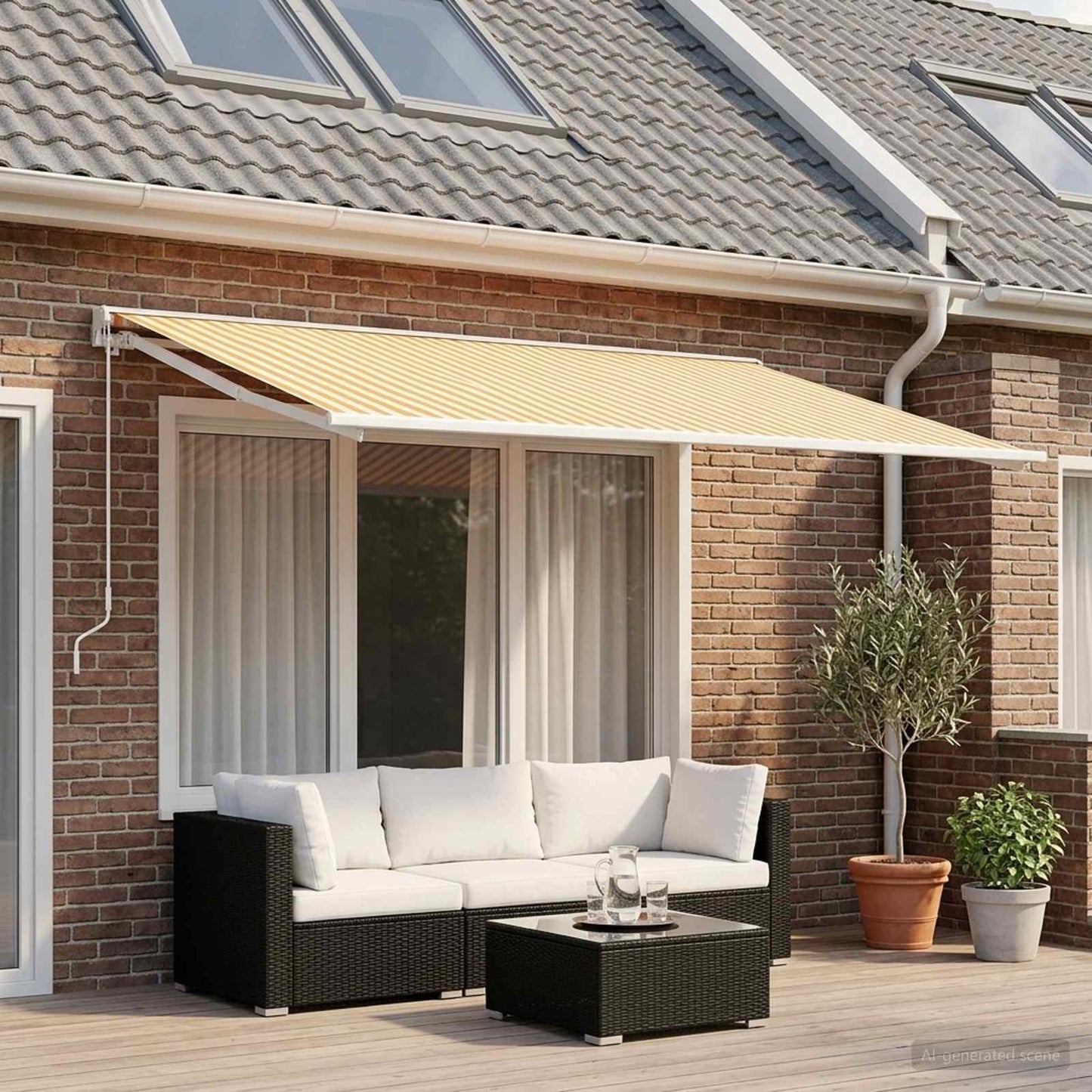 Awning Replacement Fabric Yellow and White 300 x 200 cm