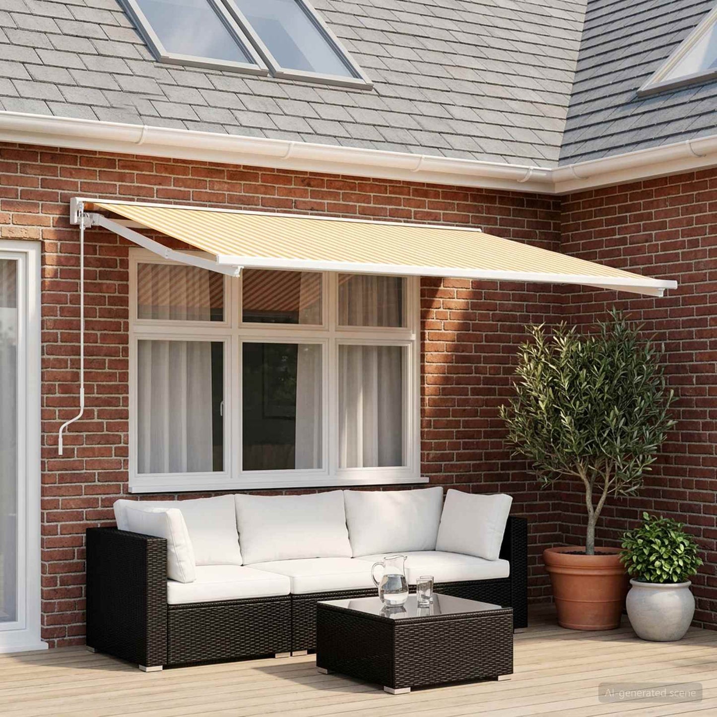 Awning Replacement Fabric Yellow and White 400 x 300 cm