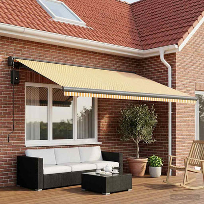 Awning Replacement Fabric Yellow and White 450 x 300 cm