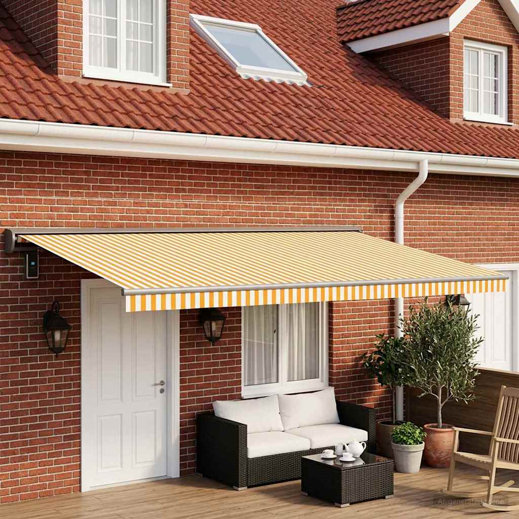 Awning Replacement Fabric Yellow and White 500 x 300 cm