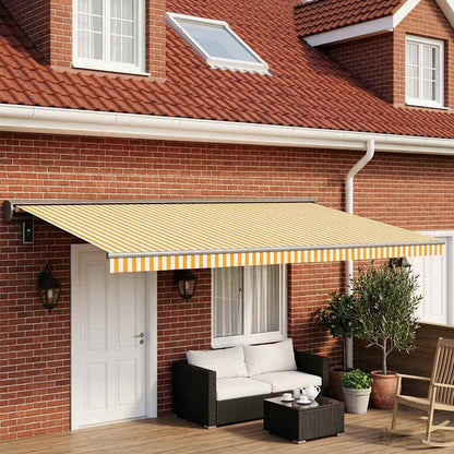 Awning Replacement Fabric Yellow and White 500 x 300 cm