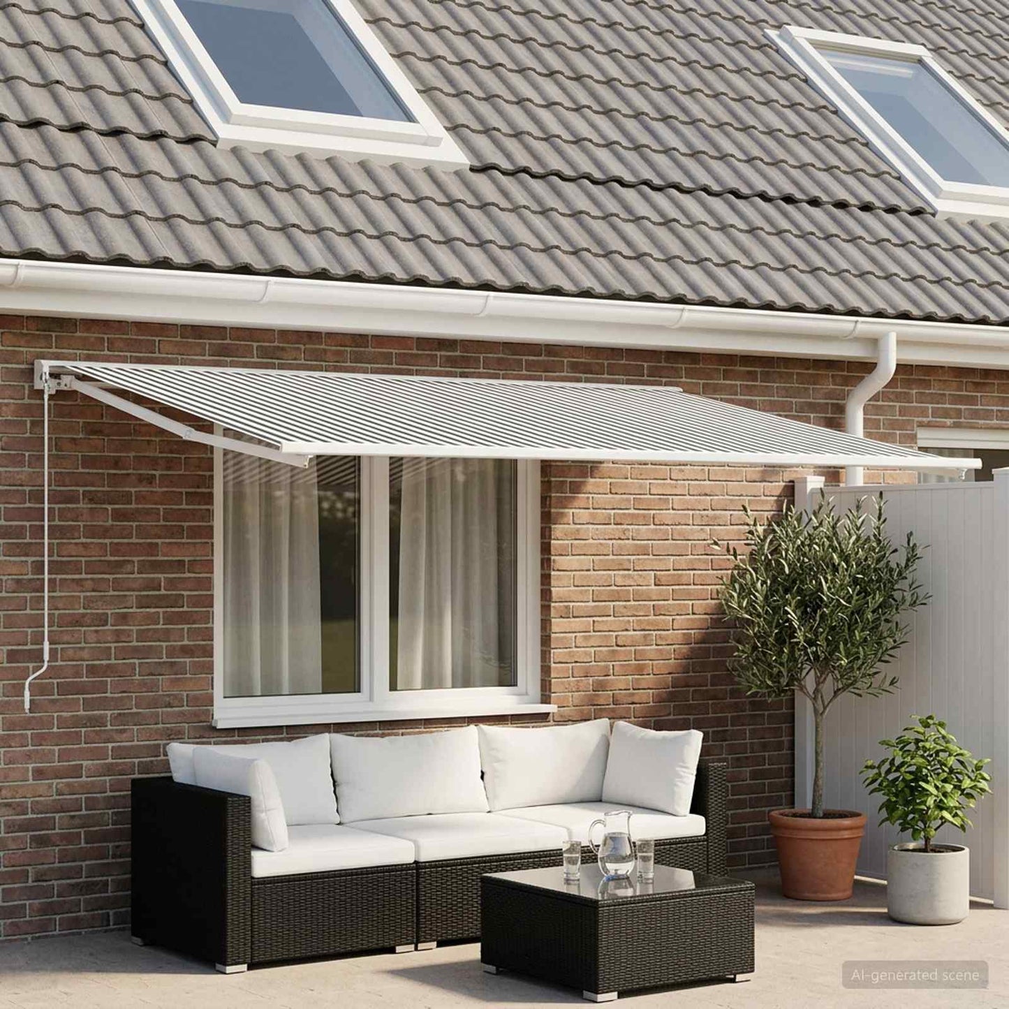 Awning Replacement Fabric Anthracite and White 350 x 200 cm