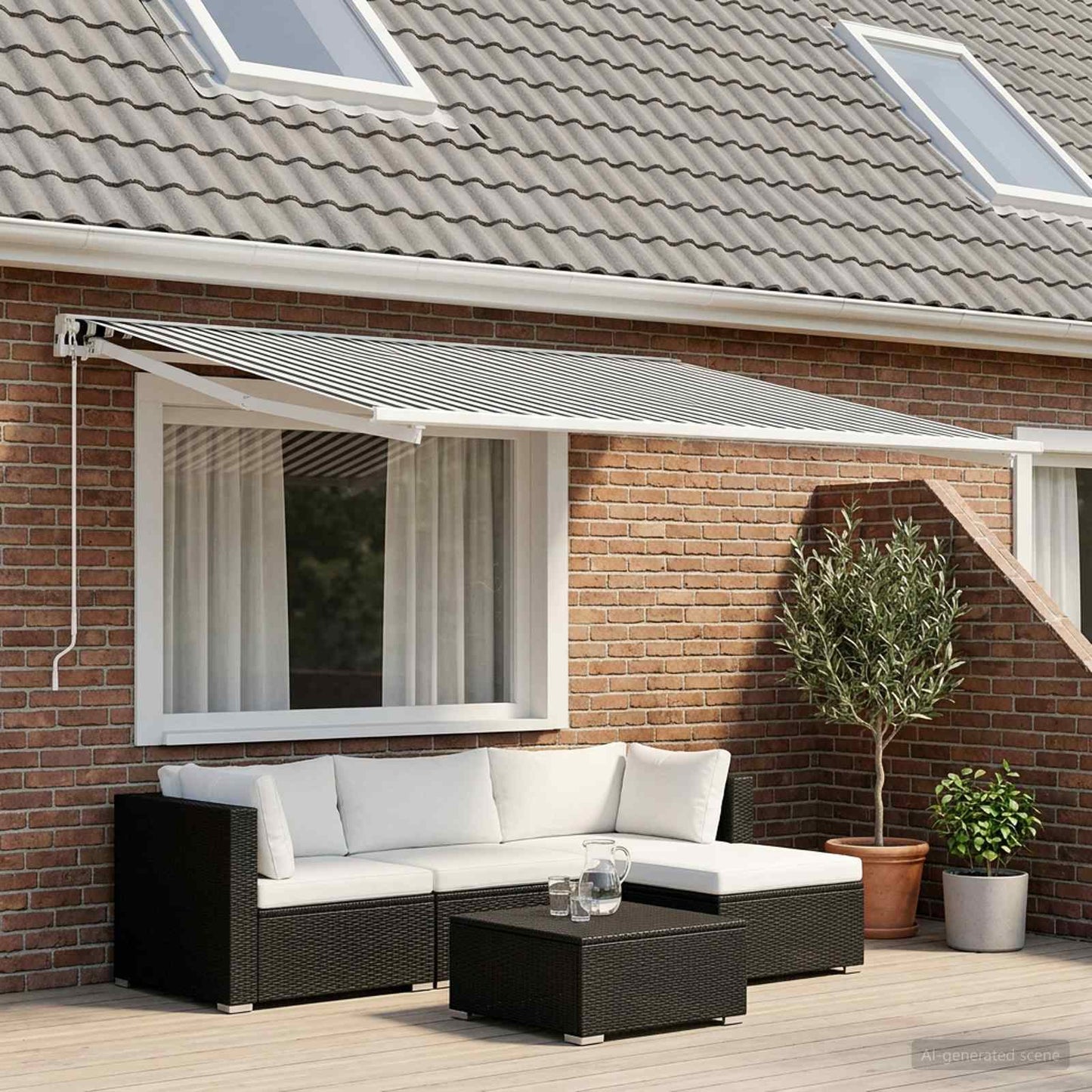 Awning Replacement Fabric Anthracite and White 350 x 250 cm