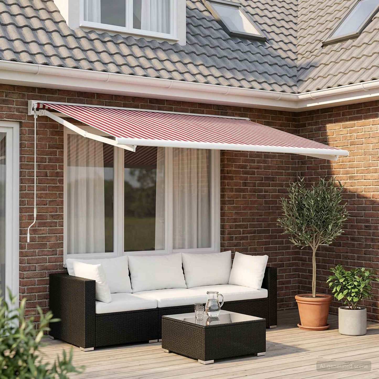 Awning Replacement Fabric Red and White 450 x 350 cm Polyester
