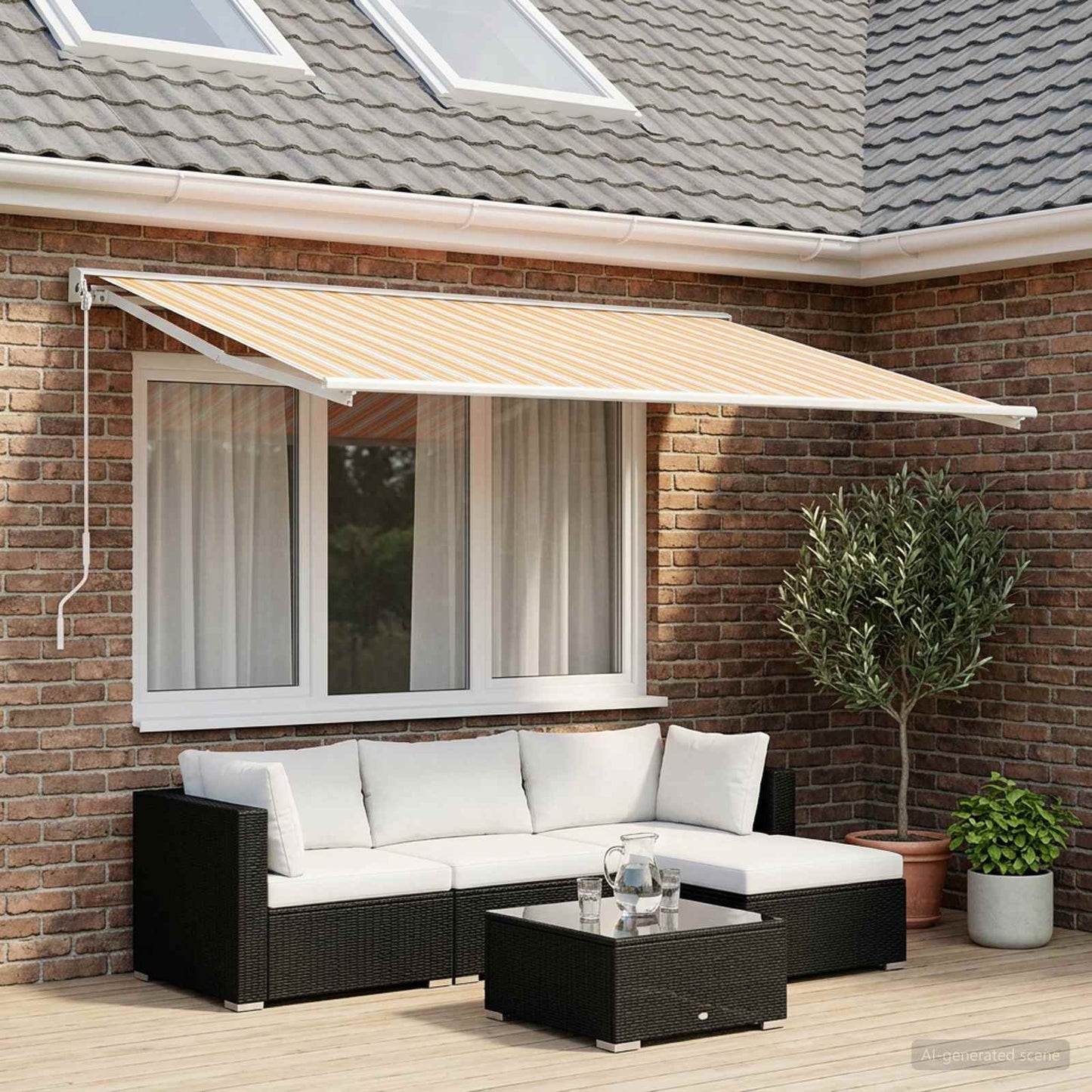 Awning Replacement Fabric Blue and Orange 450 x 350 cm