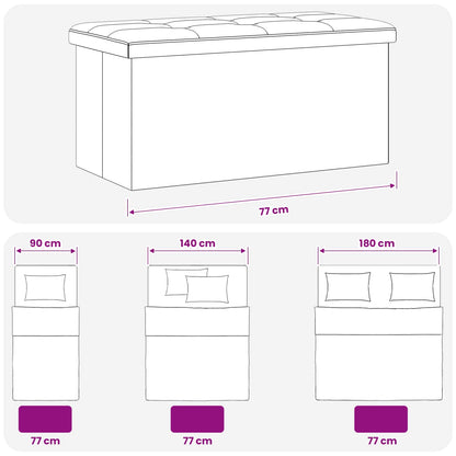 Foldable Storage Bench Dark Grey 180 kg 80 L 77 x 38 x 38 cm