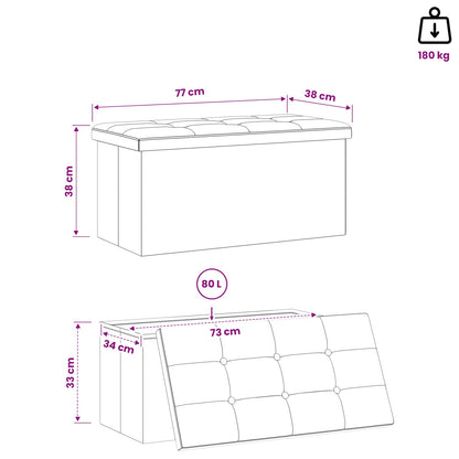 Foldable Storage Bench Blue 180 kg 80 L 77 x 38 x 38 cm Linen
