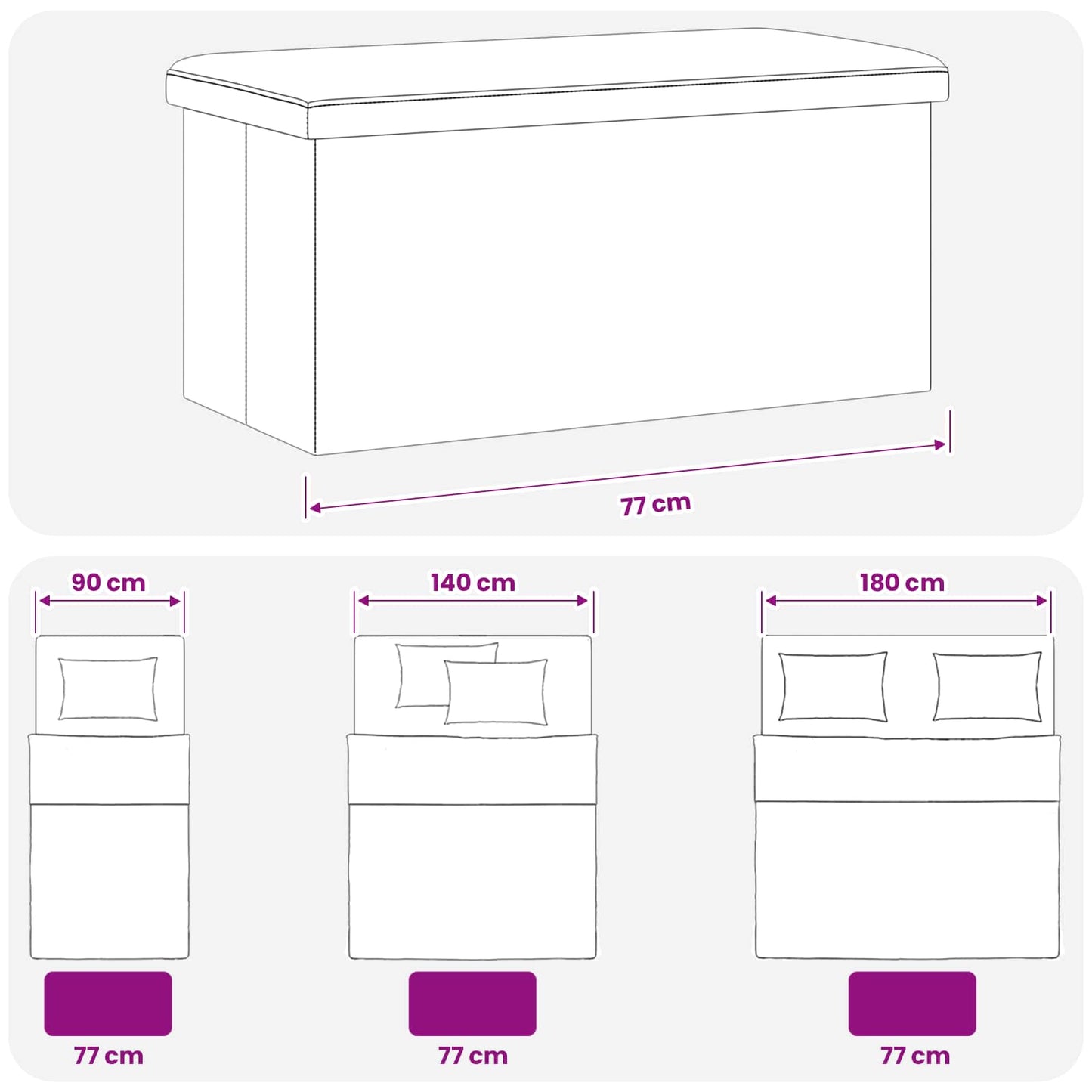 Foldable Storage Bench Brown 180 kg 80 L 77 x 38 x 38 cm PVC