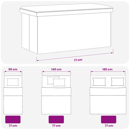 Foldable Storage Bench Brown 180 kg 80 L 77 x 38 x 38 cm PVC