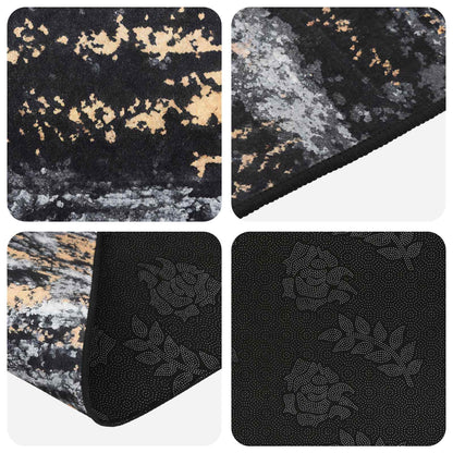 Rug Runner LESAKA Black and Gold 50 x 150 cm Diamond Velvet