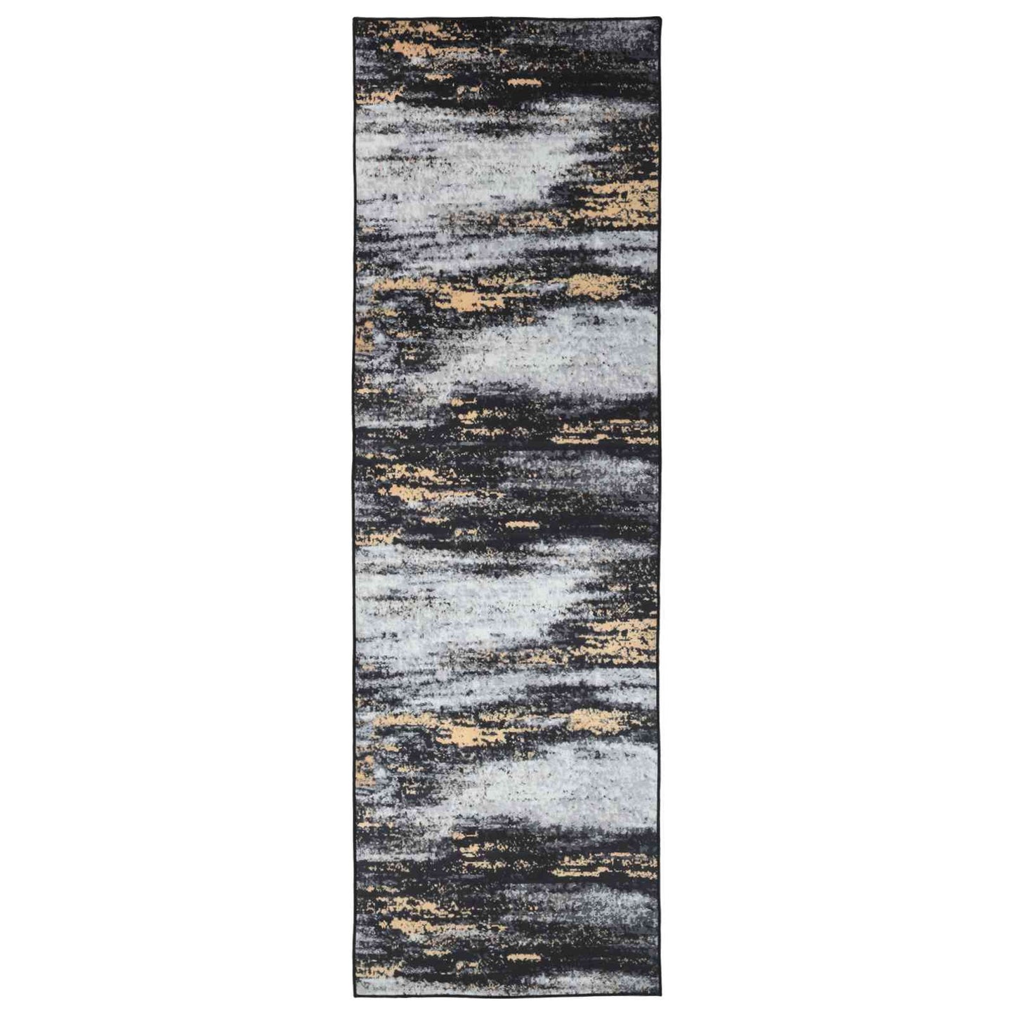 Rug Runner LESAKA Black and Gold 50 x 150 cm Diamond Velvet
