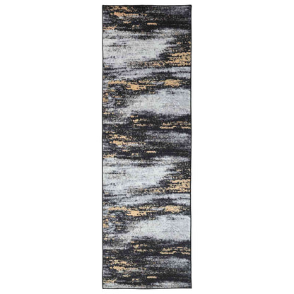 Rug Runner LESAKA Black and Gold 50 x 450 cm Diamond Velvet