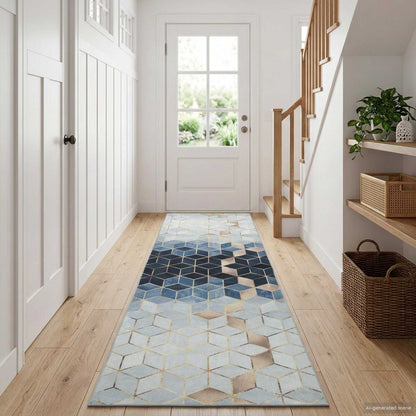 Rug Runner LESAKA Silver 100 x 200 cm Diamond Velvet