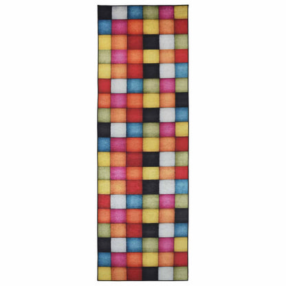 Rug Runner LESAKA Colourful 100 x 250 cm Diamond Velvet
