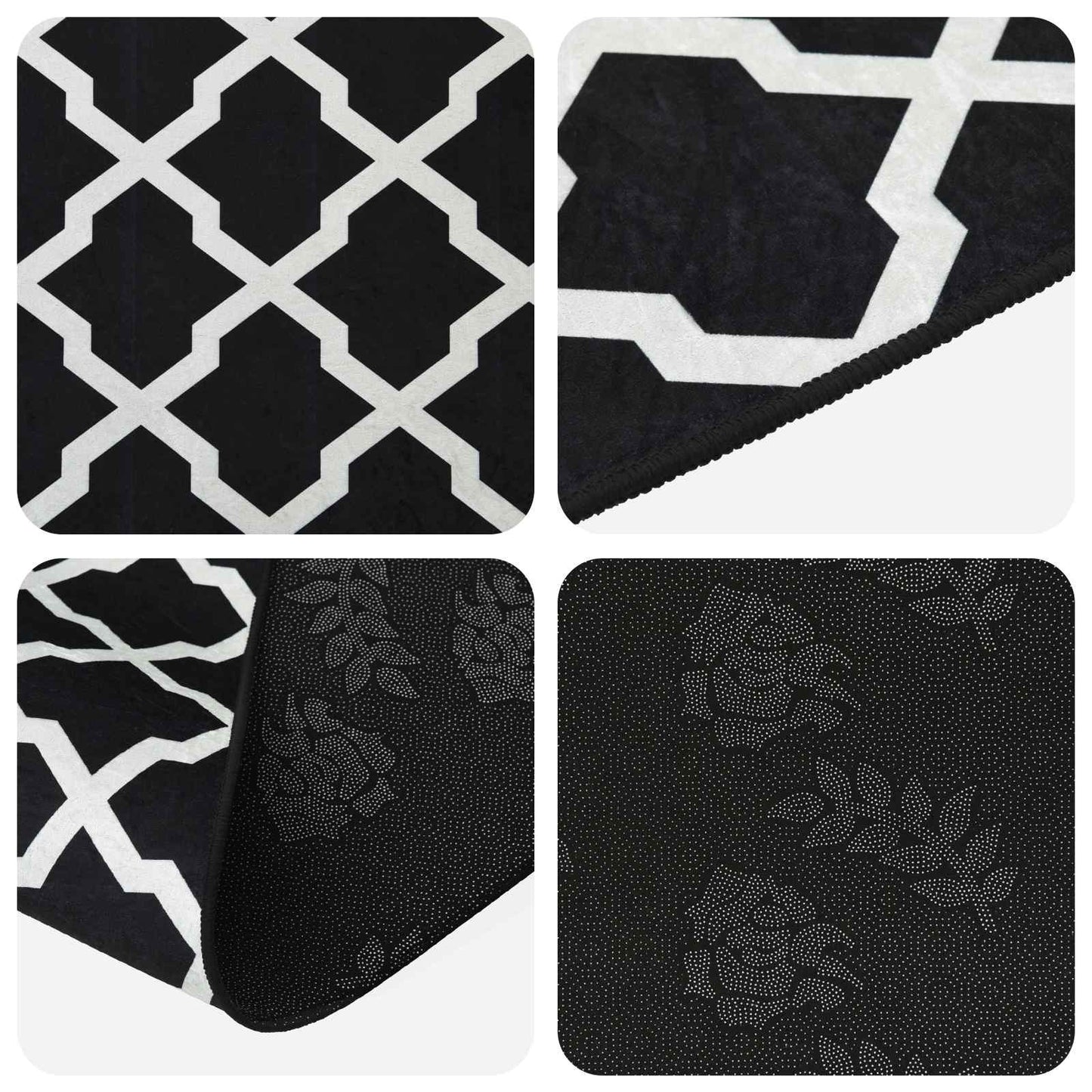 Rug Runner LESAKA Black and white 80 x 250 cm Diamond Velvet