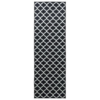 Rug Runner LESAKA Black and white 80 x 450 cm Diamond Velvet