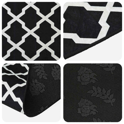 Rug Runner LESAKA Black and white 100 x 200 cm Diamond Velvet