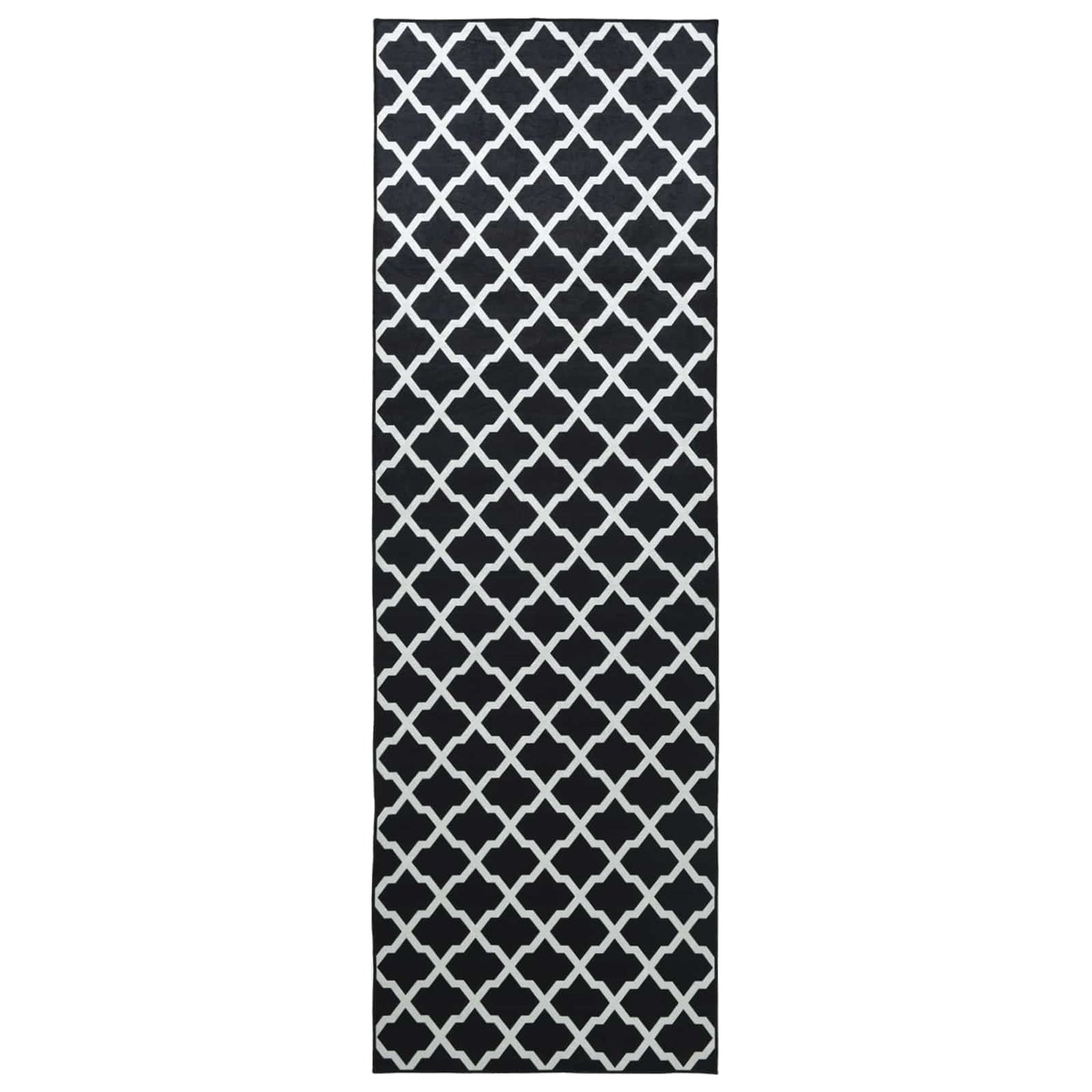 Rug Runner LESAKA Black and white 100 x 200 cm Diamond Velvet