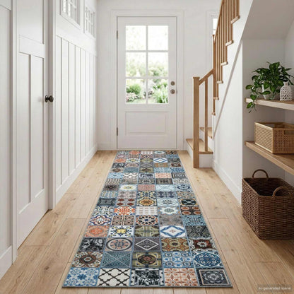 Rug Runner ORIZ 1150 gsm Blue 100% polyester chemical fiber