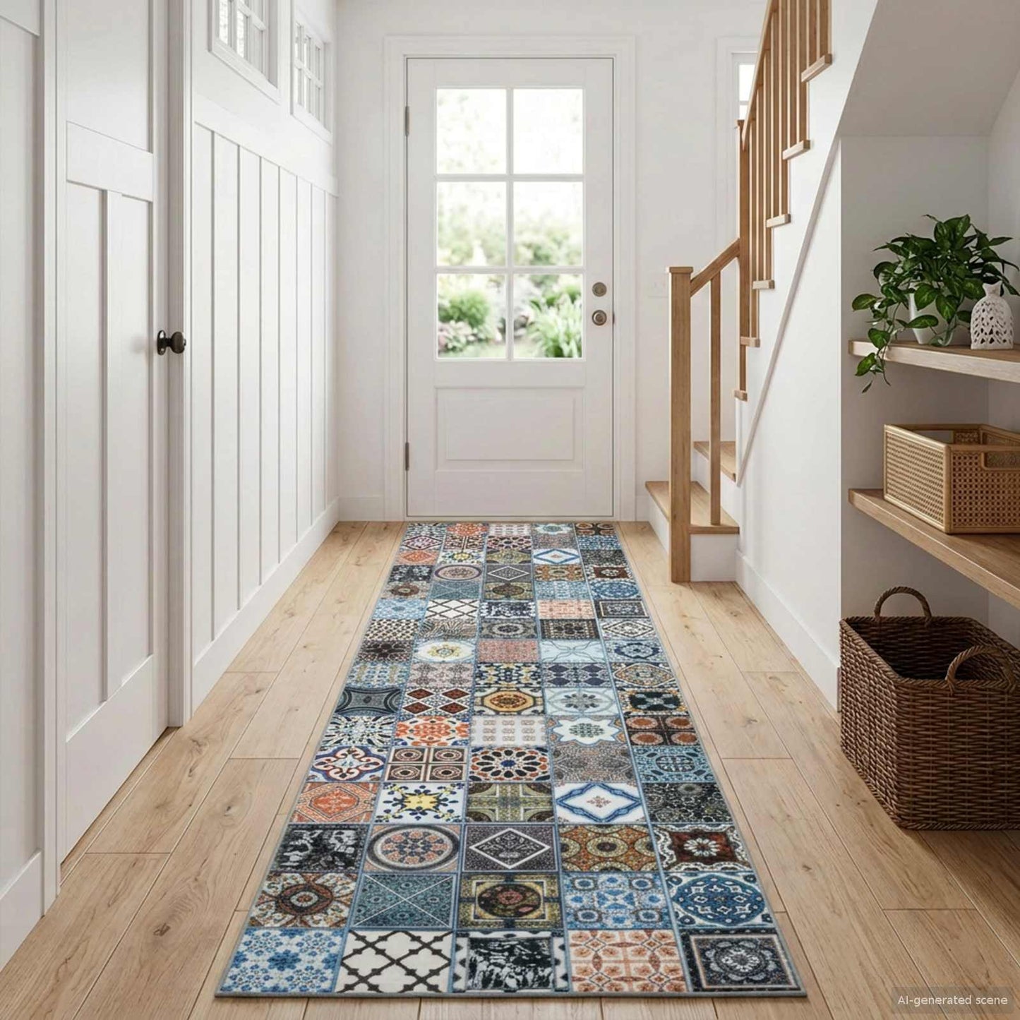 Rug Runner ORIZ 1150 gsm Blue 100% polyester chemical fiber