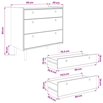 Chest of Drawers BILBAO Dark Caramel 90 x 45 x 89 cm