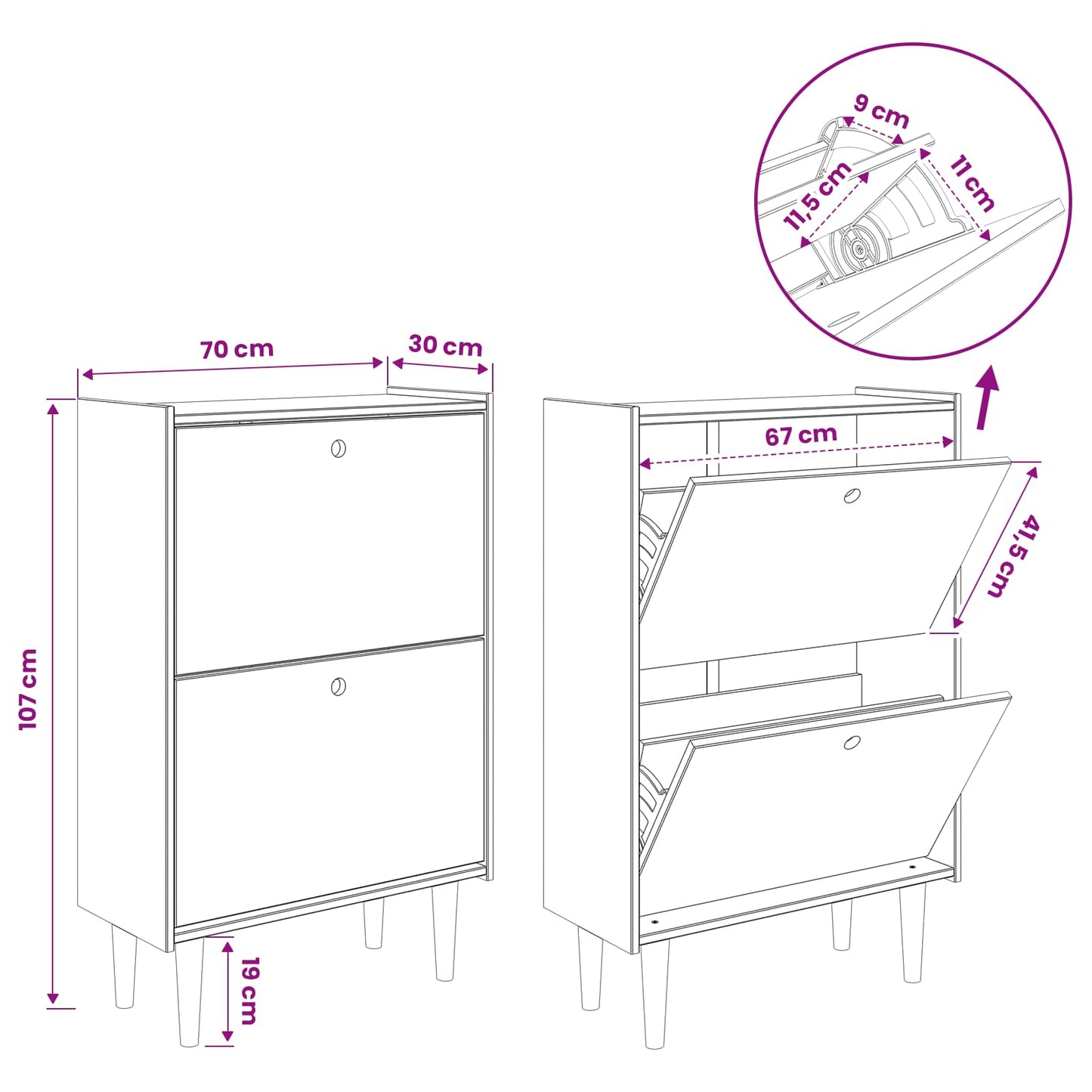 Shoe Rack BILBAO 70 x 30 x 107 cm