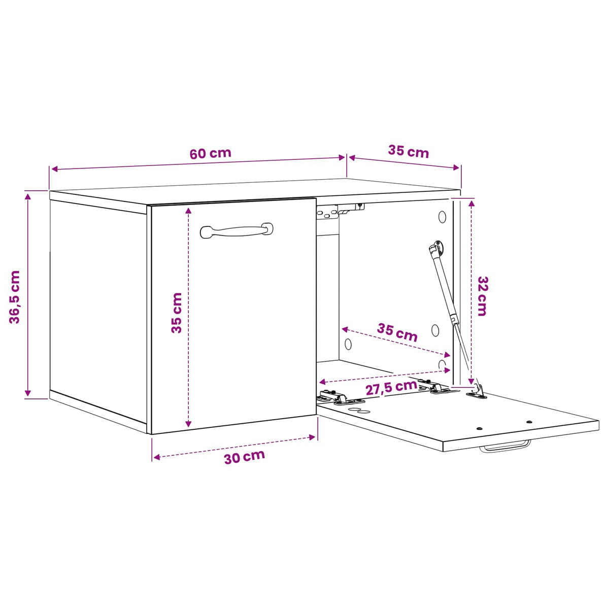 Wall Cabinet 60 x 36.5 x 35 cm Engineered Wood Black Oak