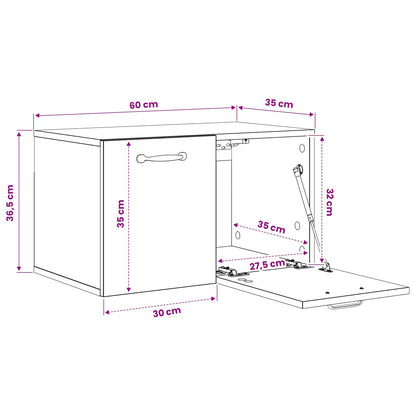Wall Cabinet 60 x 36.5 x 35 cm Engineered Wood Black Oak