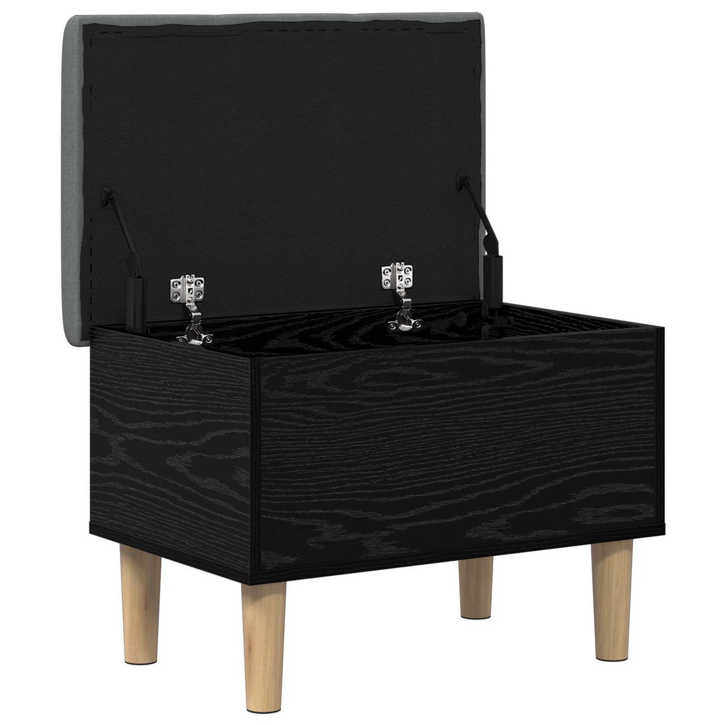Storage Bench with Cushion Black Oak 62 x 42 x 46 cm