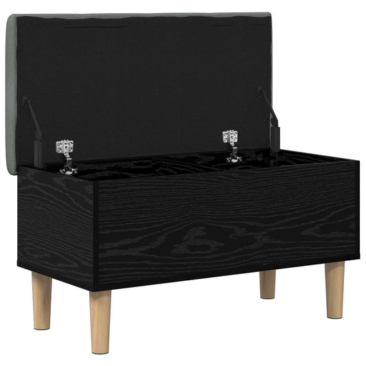 Storage Bench with Cushion Black Oak 82 x 42 x 46 cm