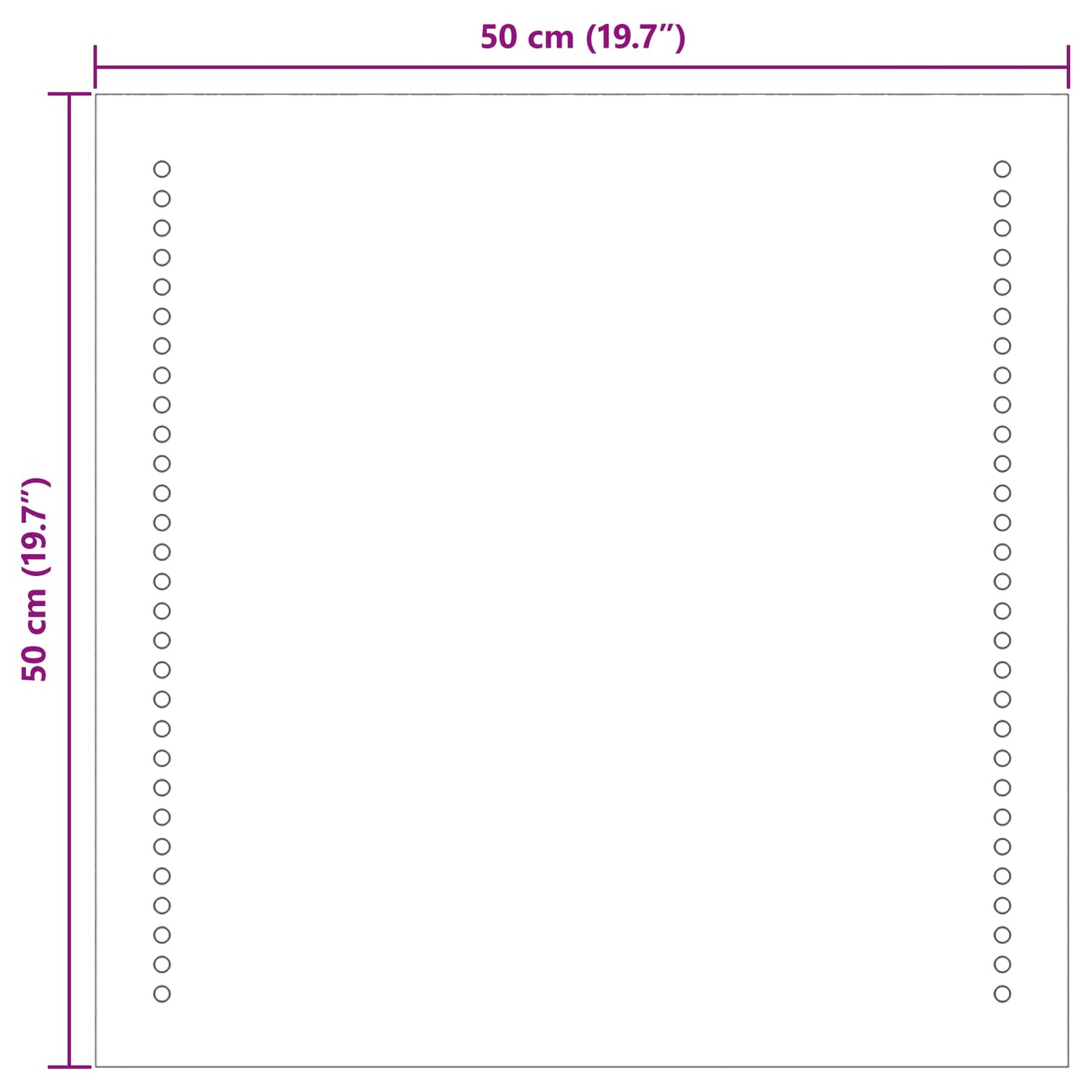 LED Bathroom Mirror Transparent 50 x 50 cm Tempered Glass