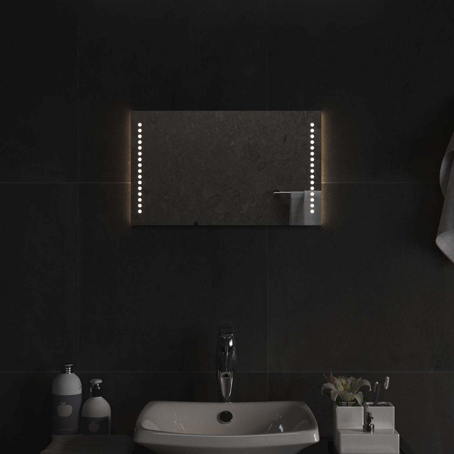 LED Bathroom Mirror Transparent 50 x 30 cm Tempered Glass